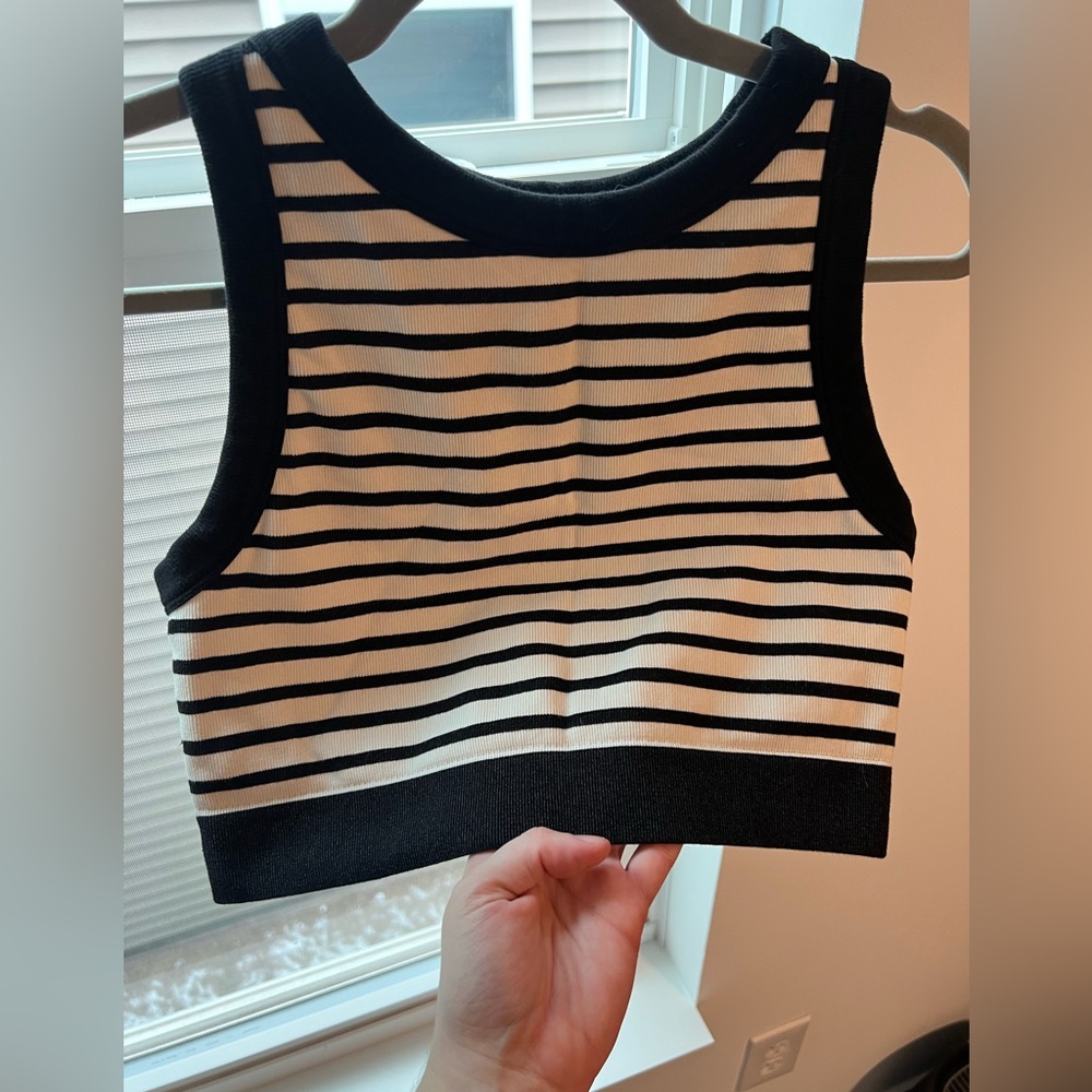 Striped Black and White Women's Top